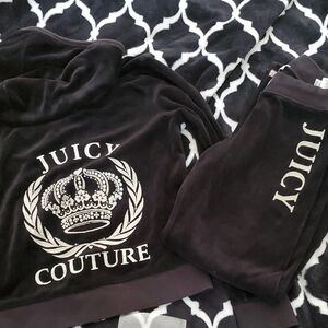 Juicy Couture Black Velour Set with White Logo